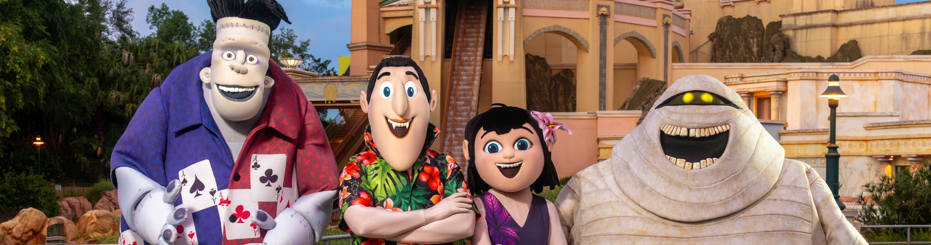 Personagens de Hotel Transylvania aparecem na arte do SeaWorld Spooktacular 2026.